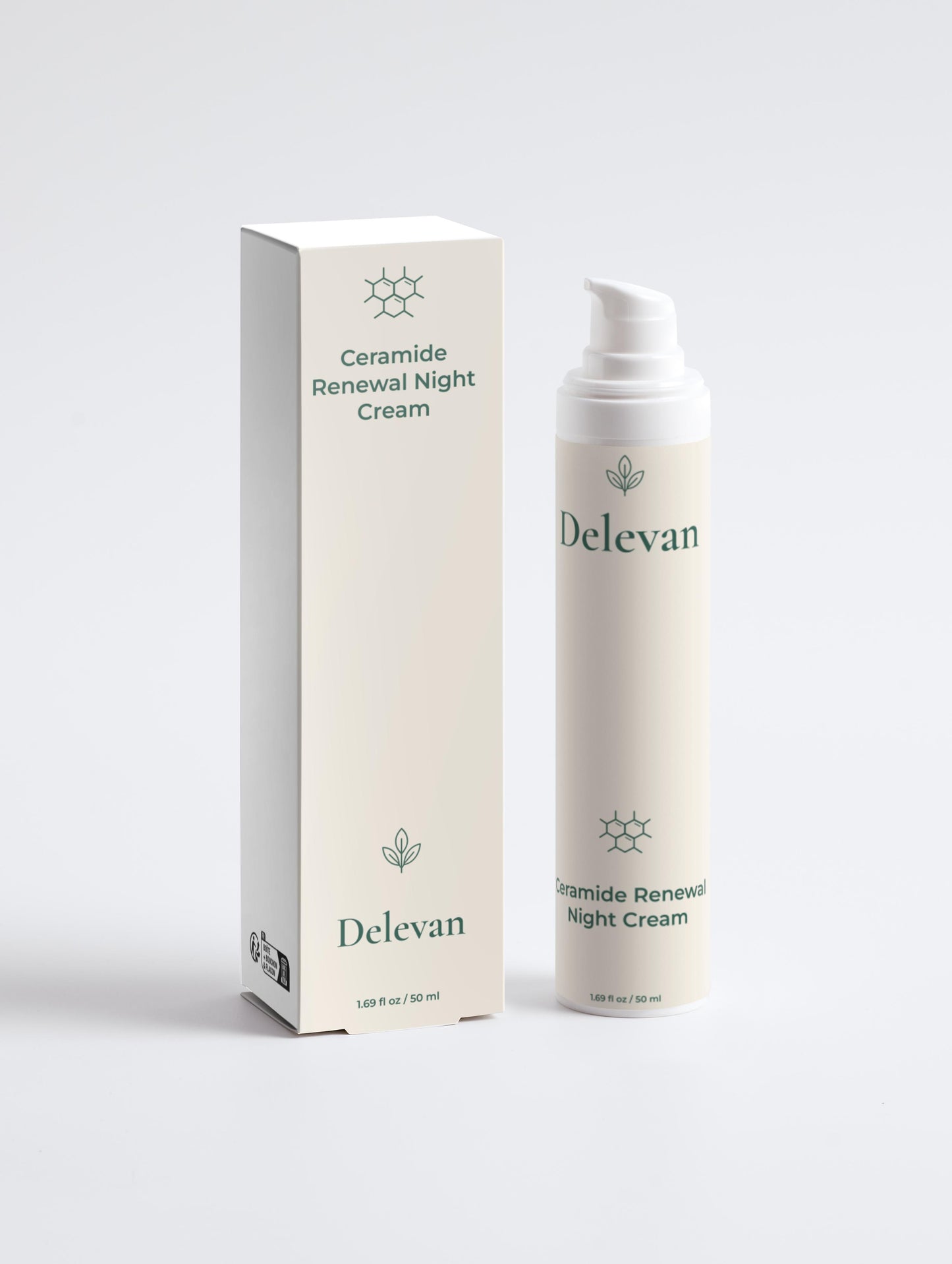 Delevan Ceramide Renewal Night Cream with packaging on a white background