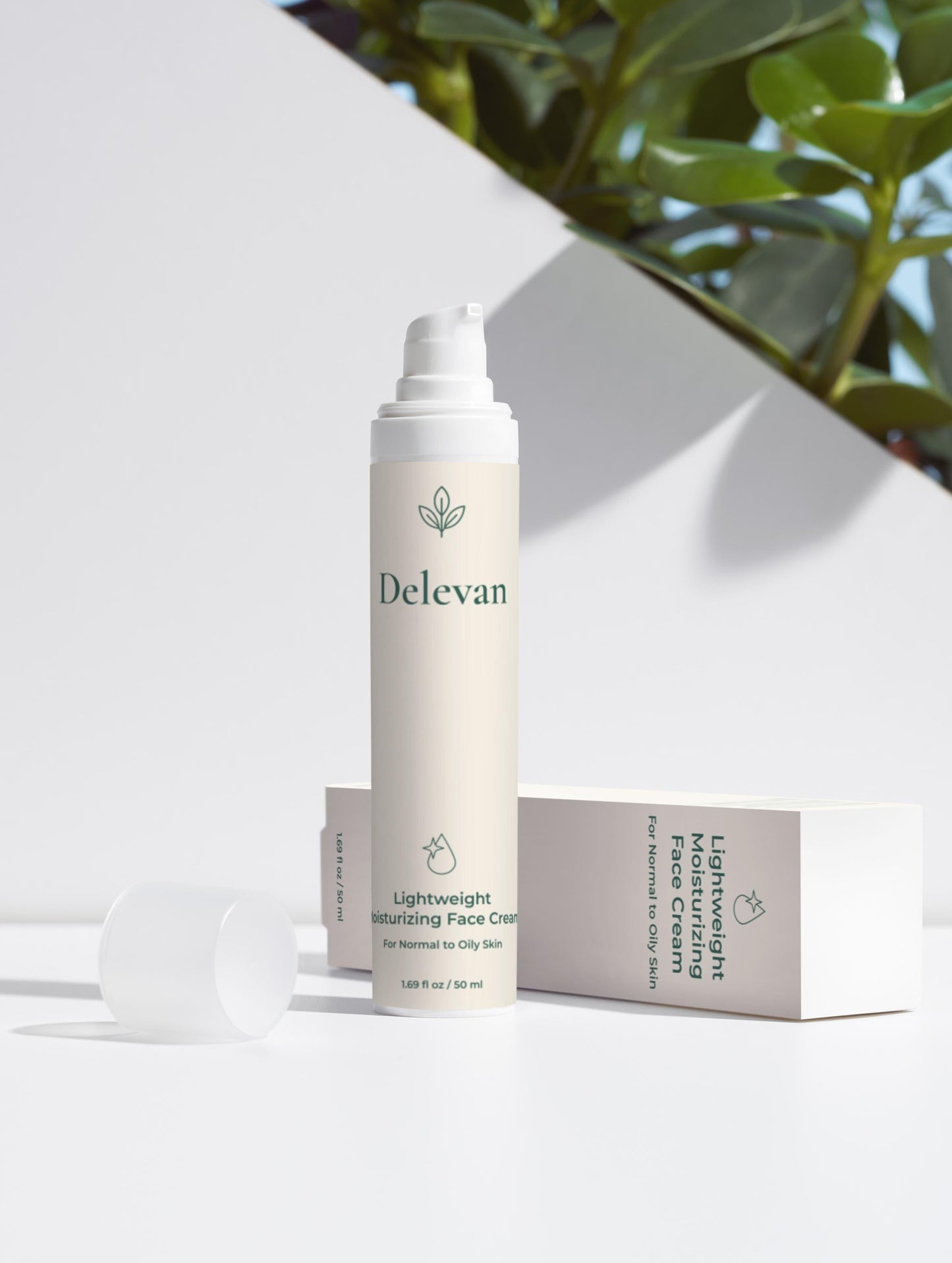 Delevan lightweight moisturizing face cream product with packaging on a white background